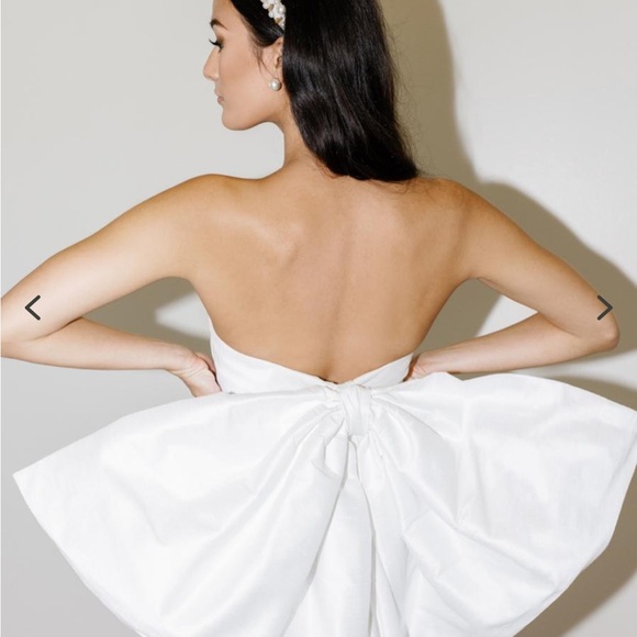 By Watters Strapless White Mini Dress - Bow is removable - Picture 2 of 10